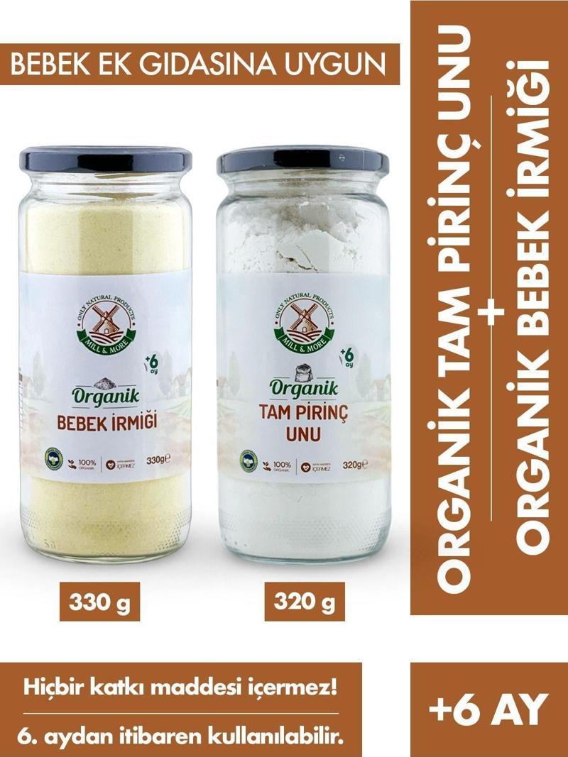 Organik Tam Pirinç Unu 320 g + Organik Bebek İrmiği 330 g Seti