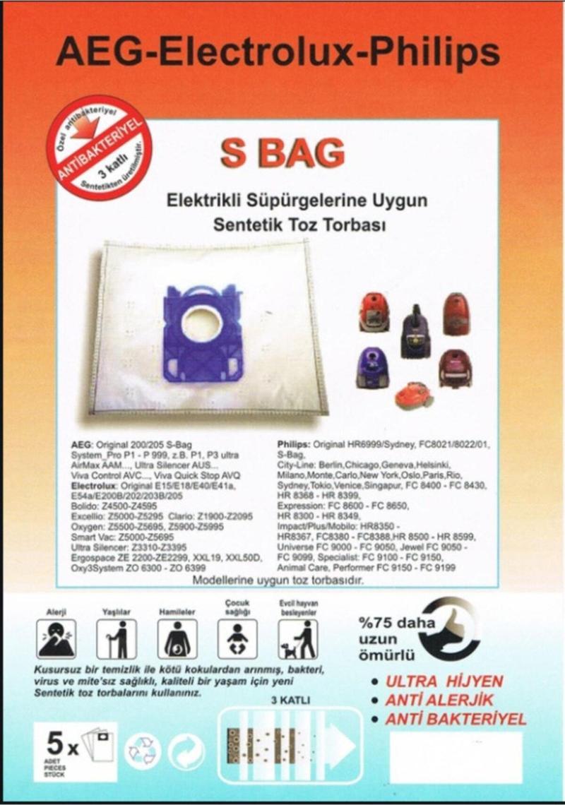 Elektrolüx-s-bag Süpürge Torbası 5 Adet