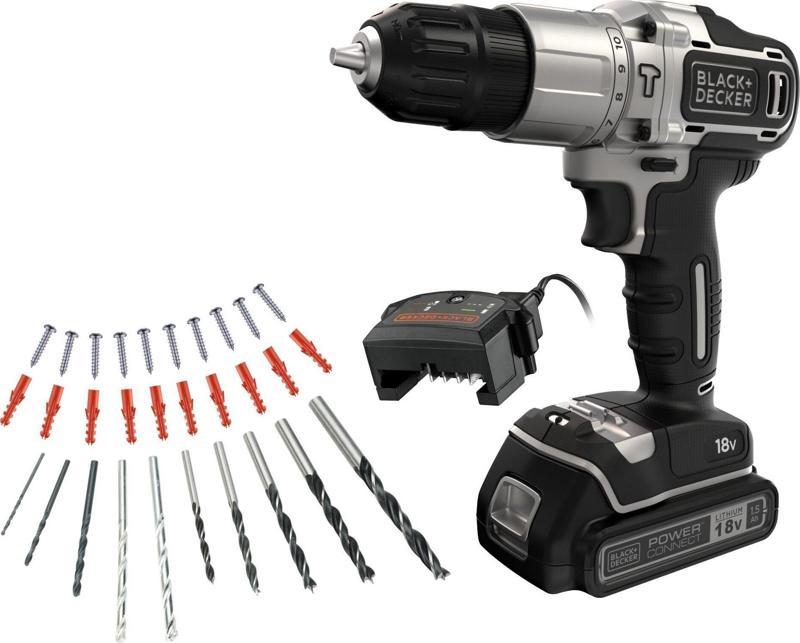 Black+Decker Silver Series BDCHD18SC1K-QW 18V 1.5Ah Tek Bataryalı Darbeli Matkap 