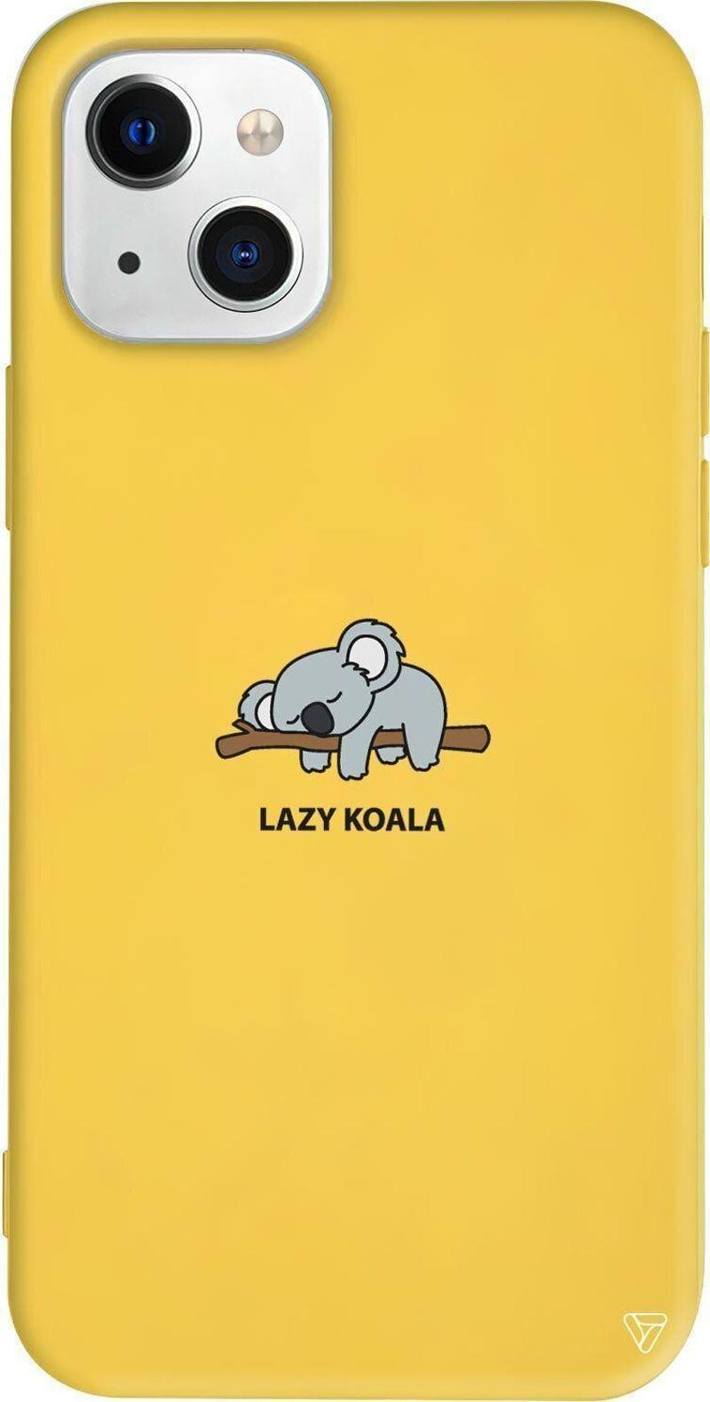 iPhone 13 Sari Renkli Silikon Telefon Kılıfı - Lazy Koala