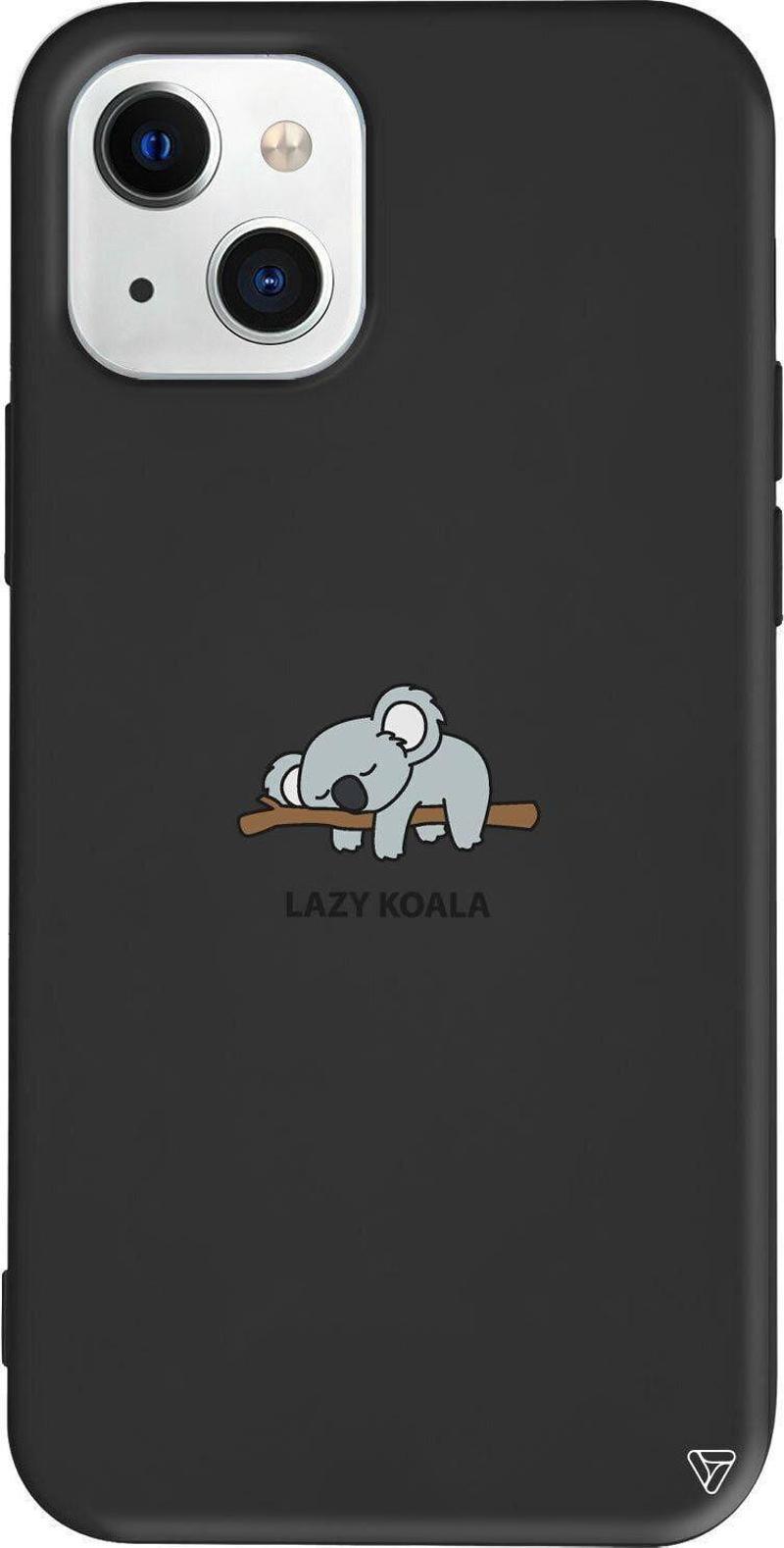 iPhone 13 Siyah Renkli Silikon Telefon Kılıfı - Lazy Koala