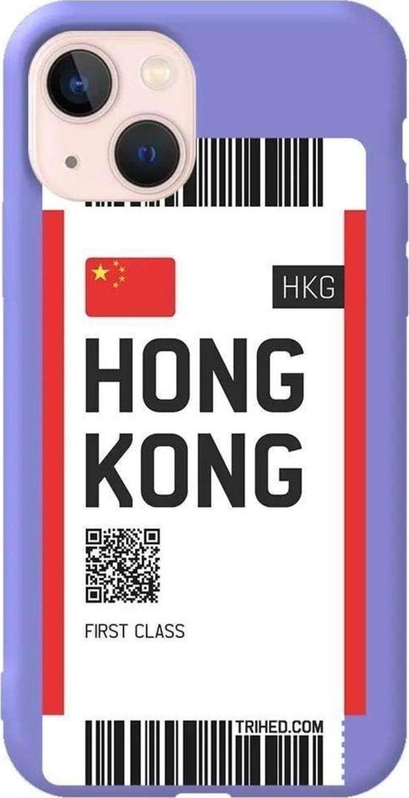 İphone 14 Lila Renkli Silikon Telefon Kılıfı - Hong Kong Bileti