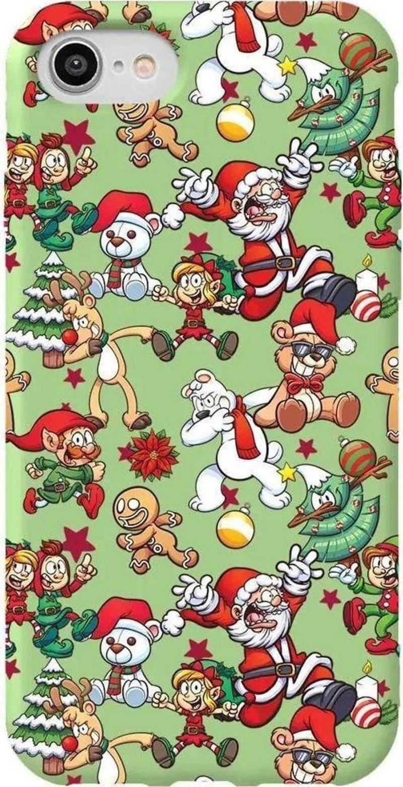 İphone 7 Açik Yesil Renkli Silikon Telefon Kılıfı - Xmas Monsters