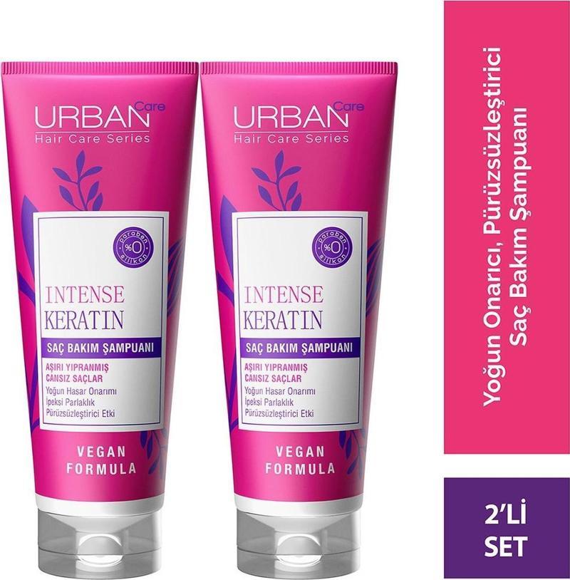 Intense Keratin Aşırı Yıpranmış Saçlara Özel Saç Bakım Şampuanı 2X250 ML-Vegan