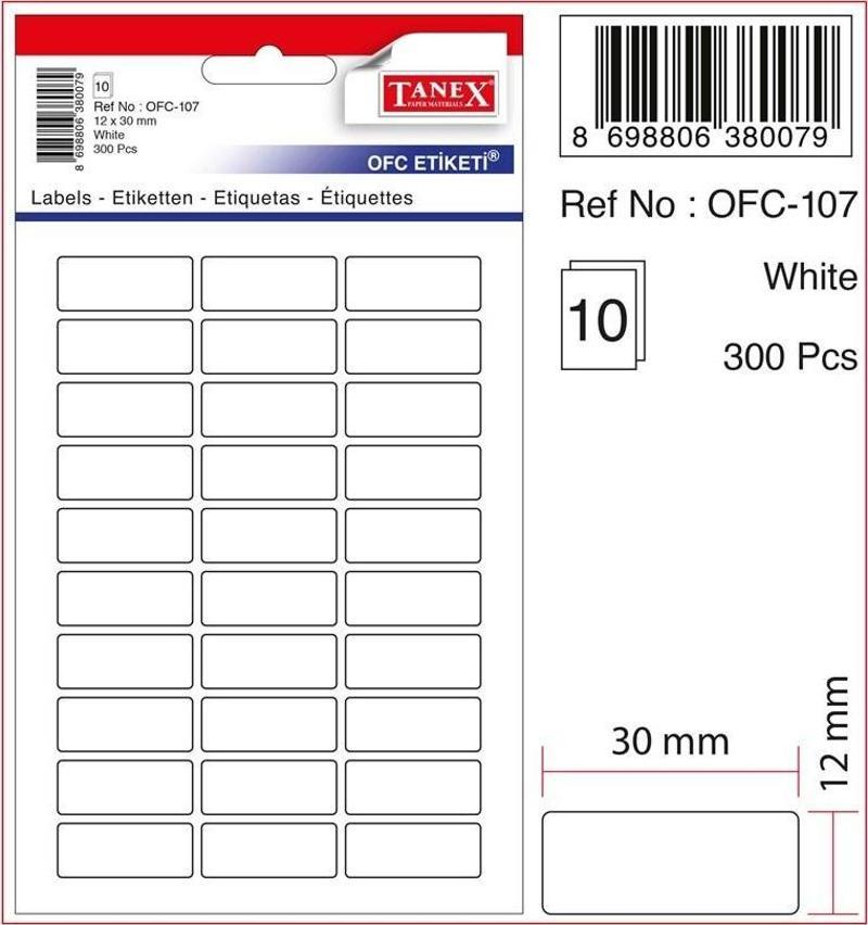 OFIS ETIKETI OFC-107 BEYAZ - (30 Adet)