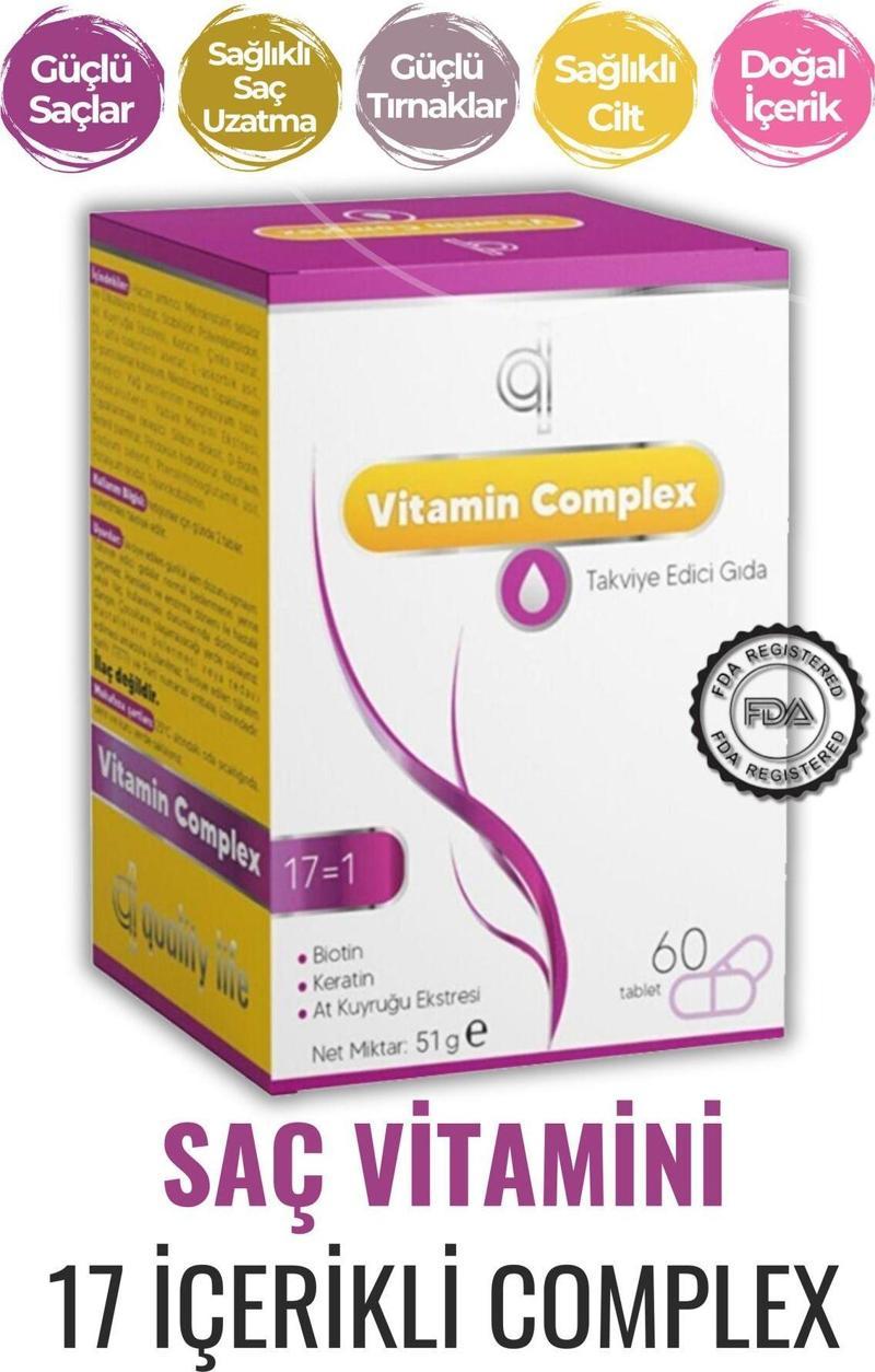 Saç ve Tırnak Vitamini - Hair Vitamin B Complex - Biotin Tablet Keratin Selenyum Çinko Saç Dökülmesi