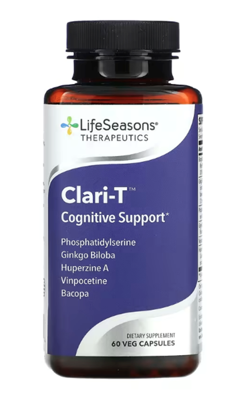 LifeSeasons, Clari-T Cognitive Support, Bacopa+Ginkgo biloba+ Phosphatidylserine+Huperzine A+ Ginge