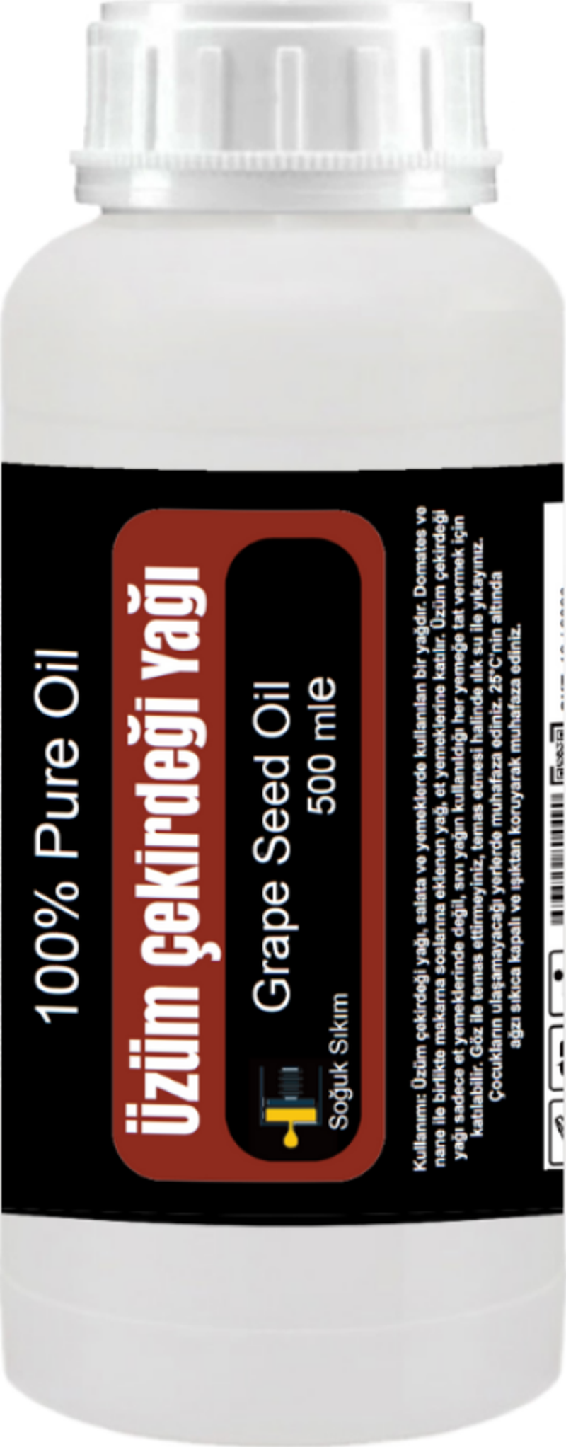 Üzüm Çekirdeği Yağı 500 ml Soğuk Sıkım / Grape Seed Oil, Cold Pressed