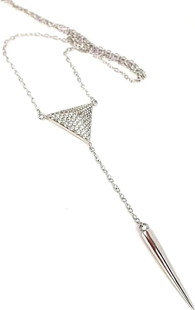 Sky diamond taşlı gümüş üç boyutlu modern üçgen kolye