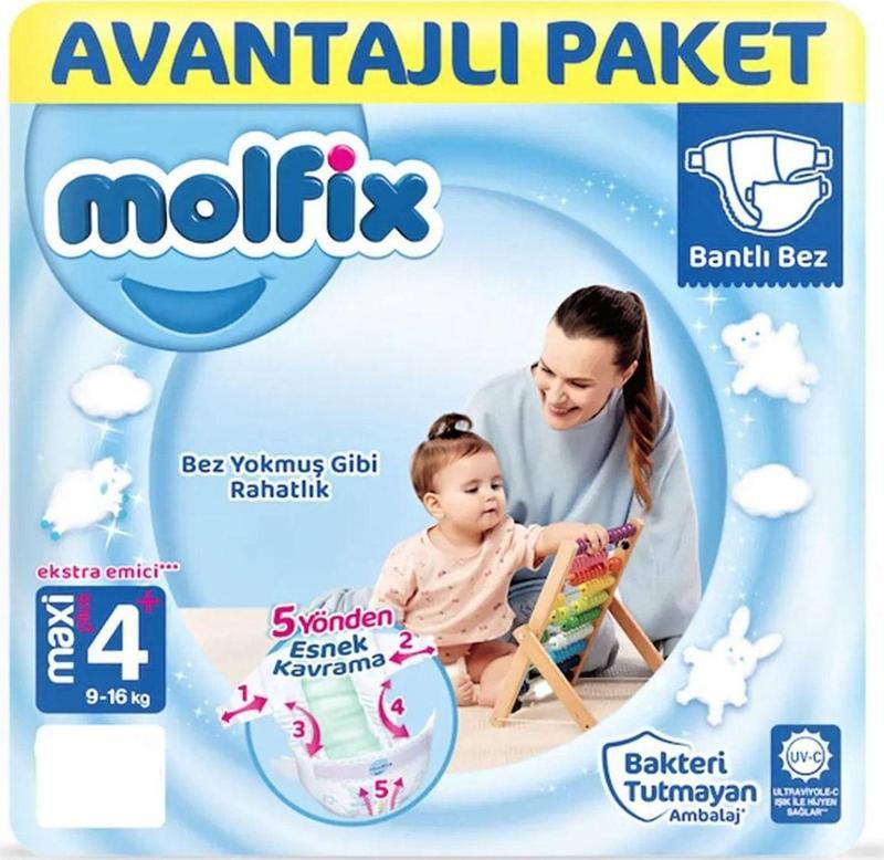 Bebek Bezi 4+ Beden Maxi Plus 9-16 Kg 52Li Fırsat Paketi