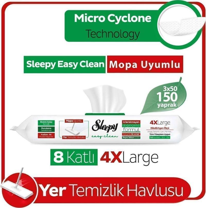 Easy Clean Beyaz Sabun Katkılı Mopa Uyumlu Yer Temizlik Havlusu 3X50 (150 Yaprak)