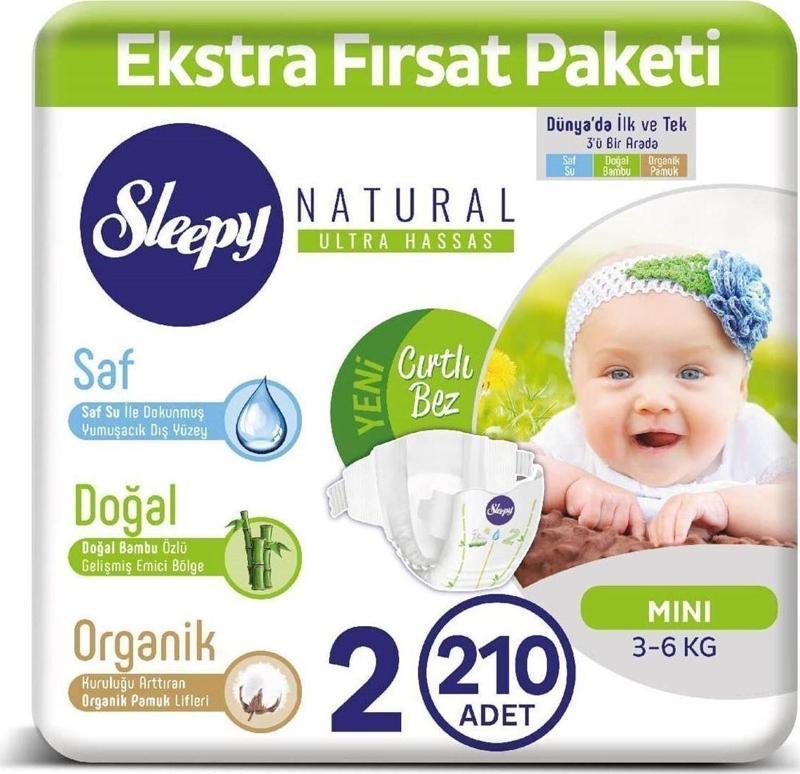 Natural Bebek Bezi 2 Numara Mini 210 Adet