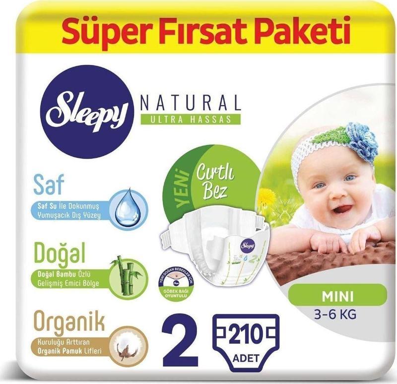 Natural Bebek Bezi 2 Numara Mini Süper Fırsat Paketi 210 Adet