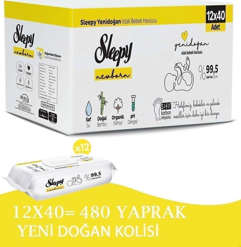 Yenidoğan Newborn Islak Mendil 12X40Lı (480 Yaprak)