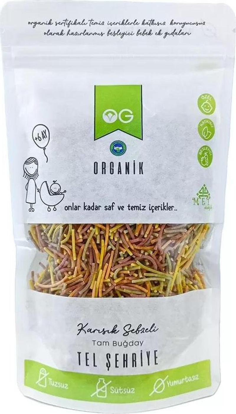 Organik Karışık Sebzeli Tam Buğday Tel Şehriye 180 GR +7 Ay