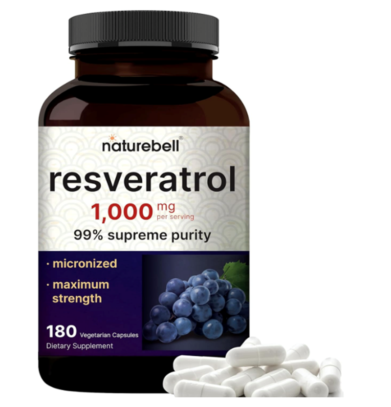 NatureBell Resveraol 1000mg  180 Veggie Capsules, 99% Pure ans-Resveraol 3742