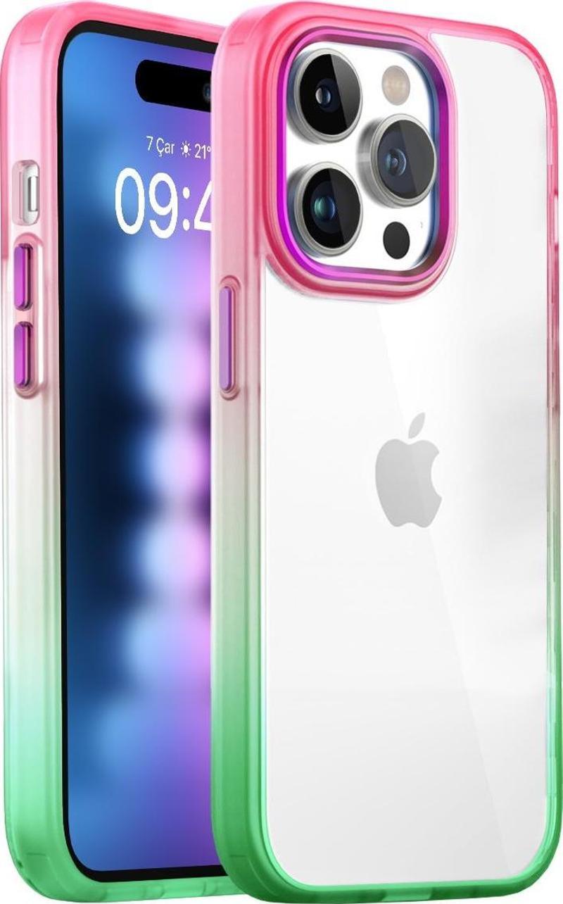 İphone iPhone 15 Pro Max New Air Bumper Rainbow Kılıf PoliKarbon Kapak Safeus