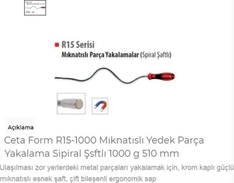 R15-1000 Mıknatıslı Yedek Parça Yakalama Sipiral Şaftlı