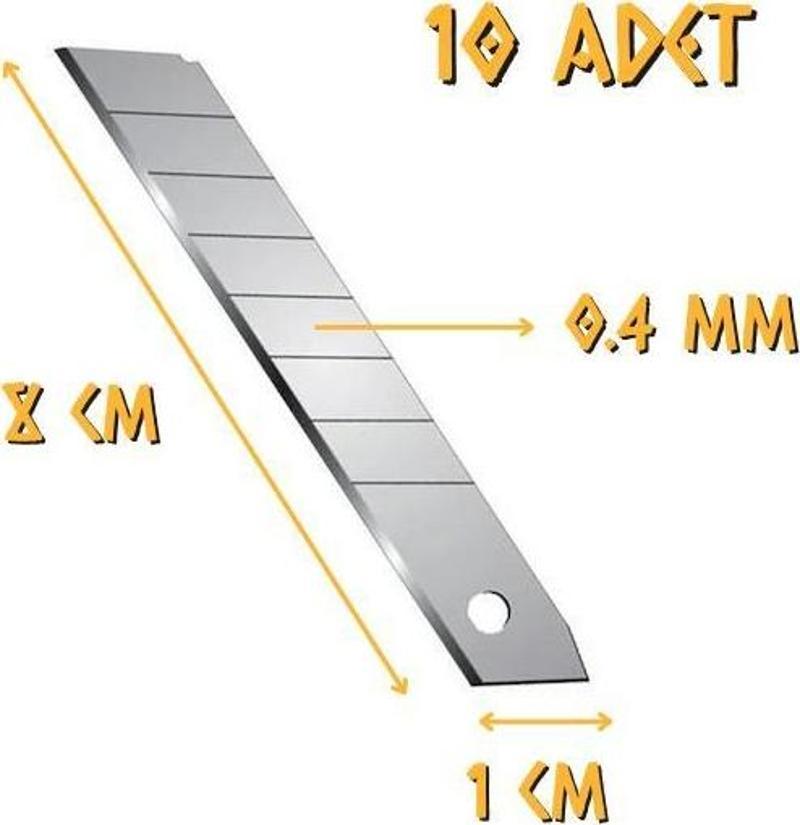 Maket Bıçağı Falçata Yedeği 9 X 0.4 mm. - 10 Adet