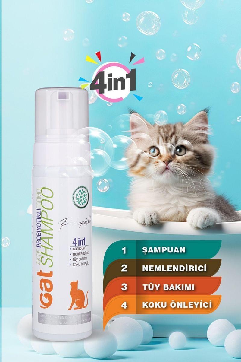 4 In 1 Kedi Şampuanı, Koku Önleyici, Nemlendirici, Doğal Tüy Bakımı, Pet Koku Giderici