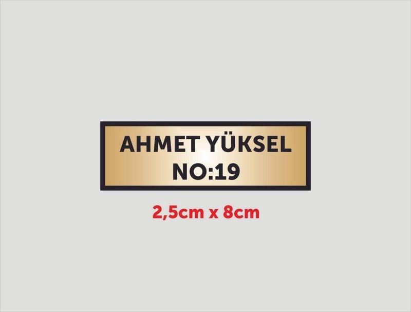 2,5Cmx8Cm Kapı İsimliği , Dolap İsimliği ,Aliminyum Metal Numara Arkası Yapışkanlı Gold Renk