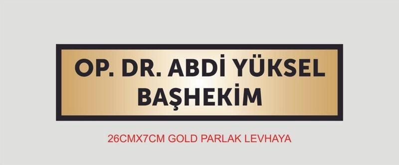 Doktor Kapı İsimliği ,Kişiye Özel Baskı Aliminyum Gold Parlak Metal Levha 26Cmx7Cm