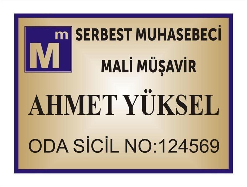 Serbest Muhasebeci Mali Müşavir Kapı İsimliği Aliminyum Parlak Metal Levha 19*26Cm