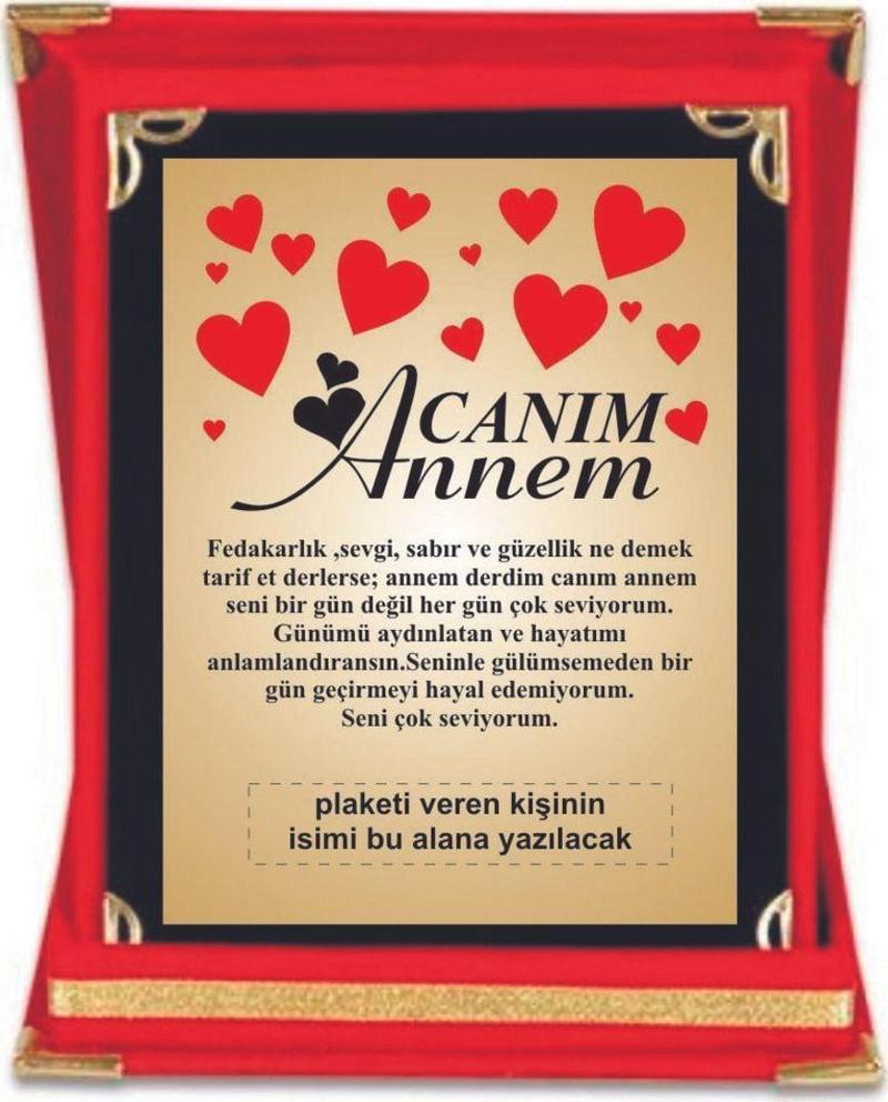 Kişiye Özel Isim Baskılı Anneler Günü Plaket ,Canım Annem Plaketi 12*16 Cm , Anneler Günü Hediyesi