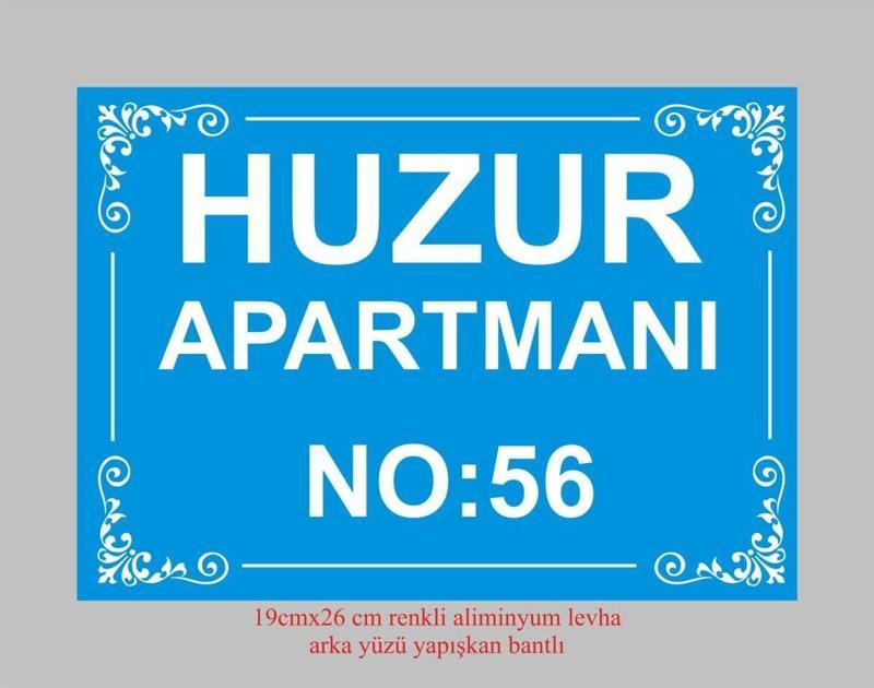 Apartman Kapısı İsimliği ,Mavi Renkli Aliminyum Levha