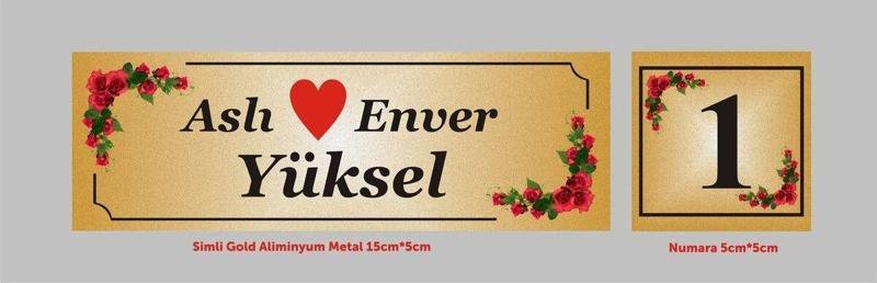 Kişiye Özel Kapı Isimliği , Gold Aliminyum Levha