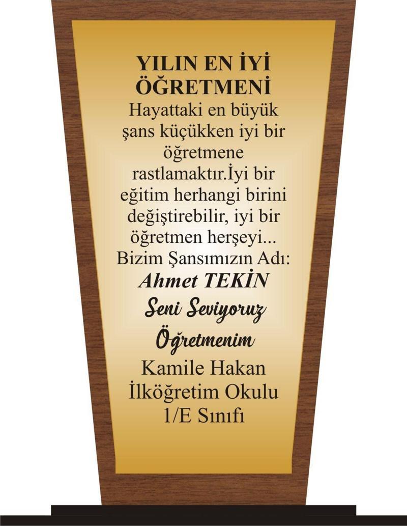 Öğretmen Plaketi Ahşap Mdf Gold Levhaya Baskılı  ,Kişiye Özel İsim Baskısı Yapılabilir