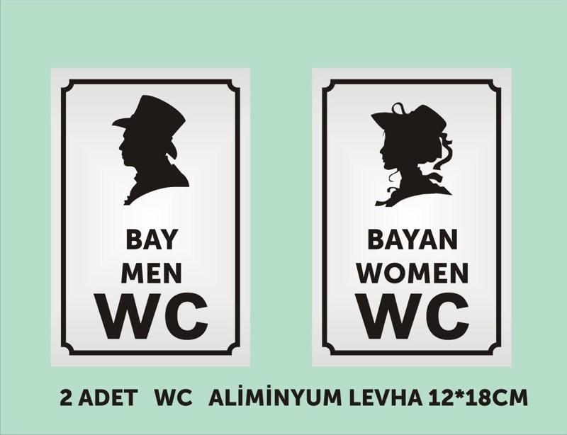 Wc Tuvalet Tabelası Bay+Bayan 12*18 Cm Alüminyum Gümüş Levha