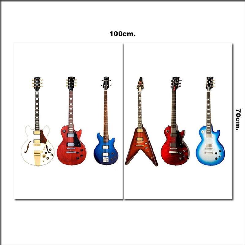 Ahşap Tablo Elektro Gitar Resimleri 70*100Cm