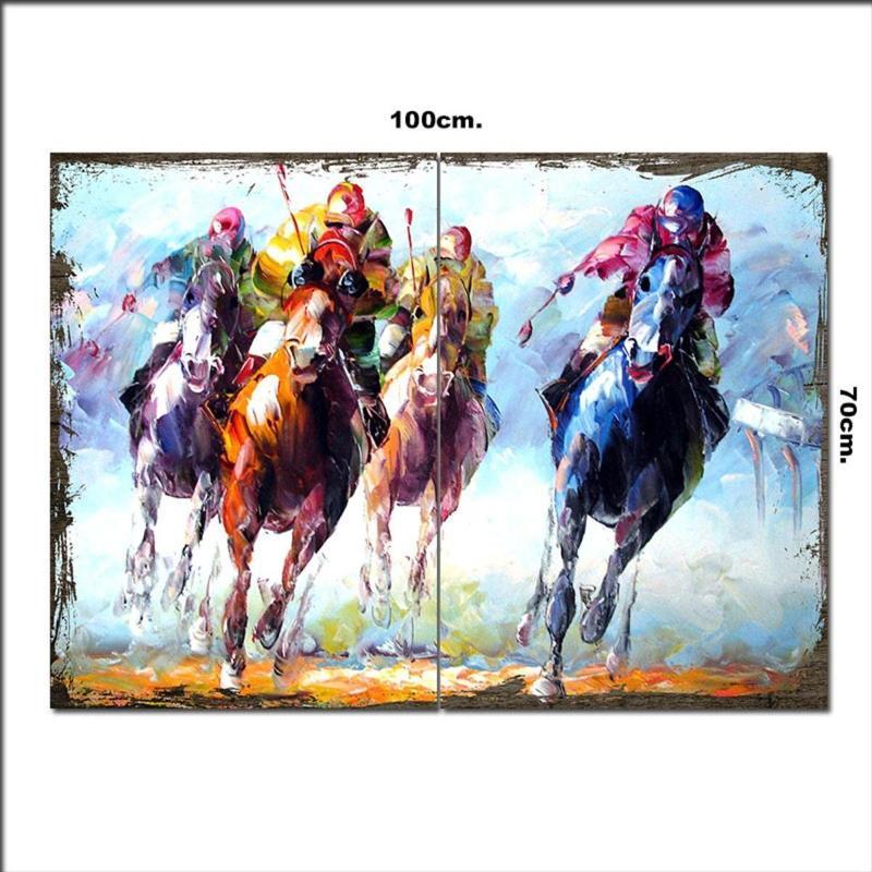 Ahşap Tablo Atlı Polo Oyunu 70*100Cm