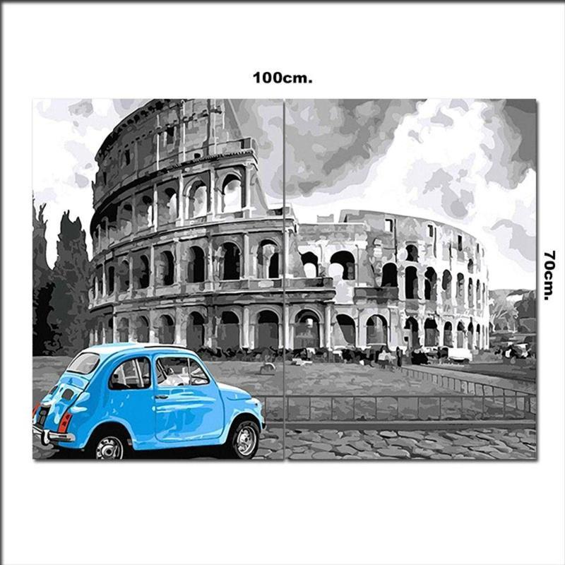 Ahşap Tablo İtalya Colosseum Ölüm Arenası Şekilli 70*100Cm