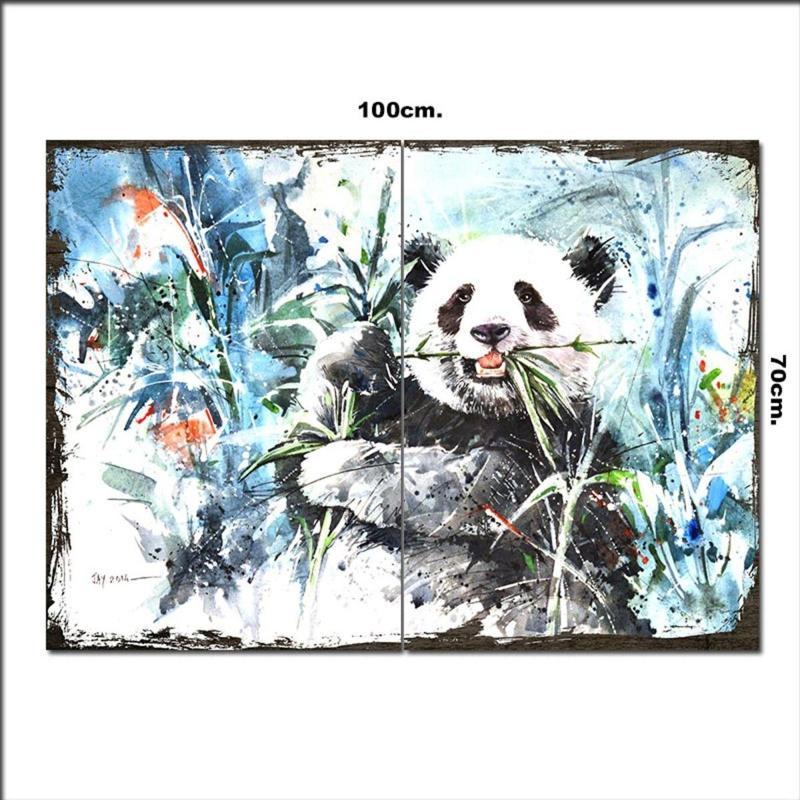 Ahşap Tablo Panda Boyama Soyut Baskılı 70*100Cm