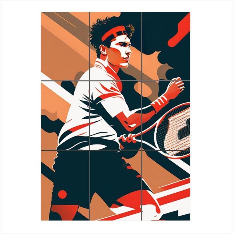 Roger Federer Tenis Tasarımlı 9 Parça Puzzle Tablo