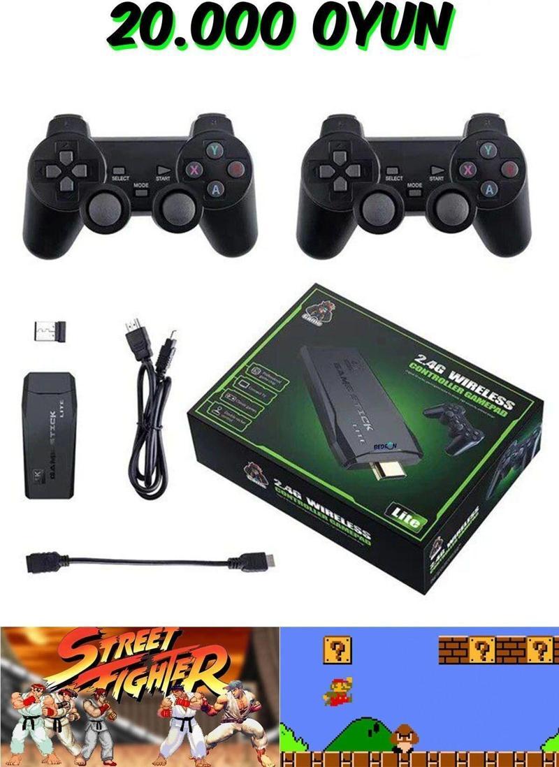 Atari 2000 Oyun 2.4g Kablosuz Çift Kol Retro Oyunlar 4k Game Stick