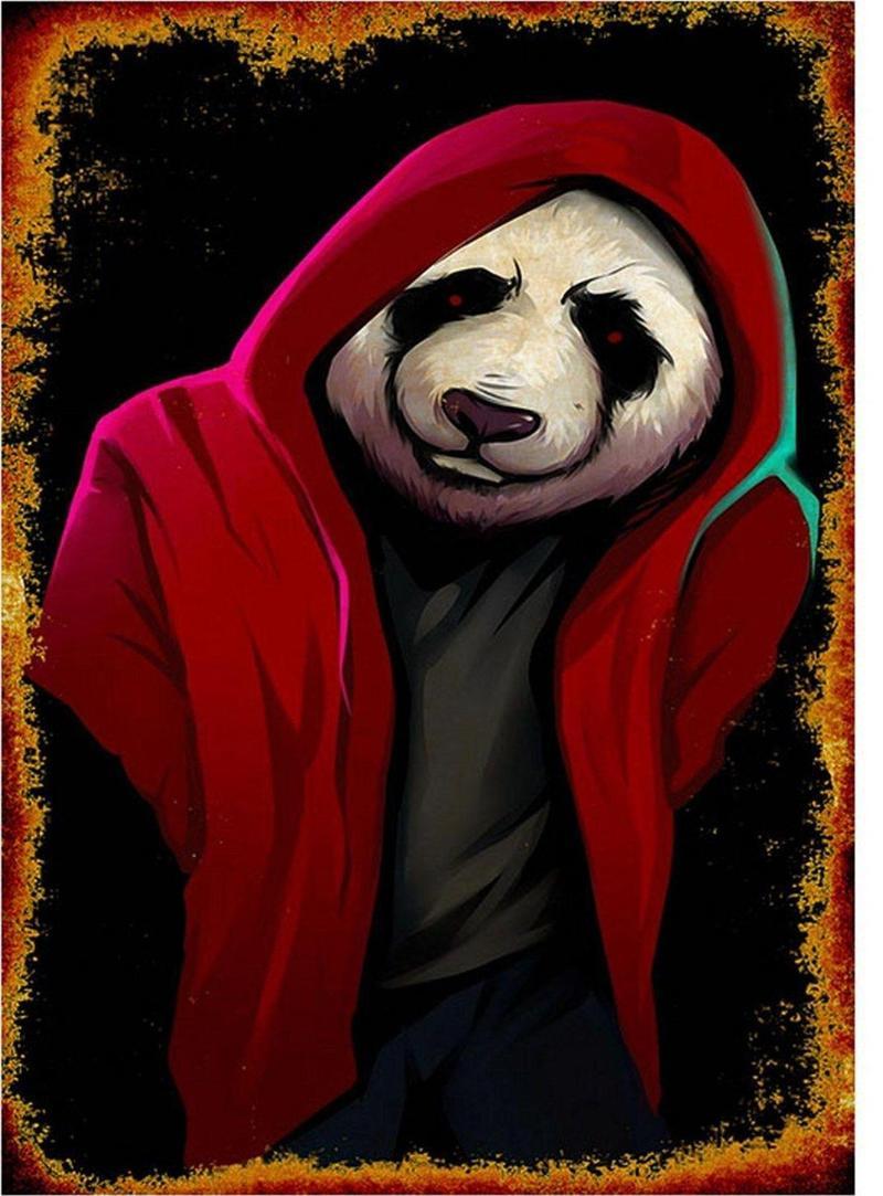 Kırmızı Ceketli Panda Mdf Poster