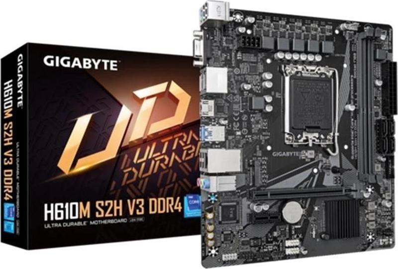 Gıgabyte H610m-s2h-v3-ddr4 3200mhz 1xvga 1xhdmı 2xdp 1xm.2 Usb 3.2 Matx 1700p (12./13.ve 14.nesil İş