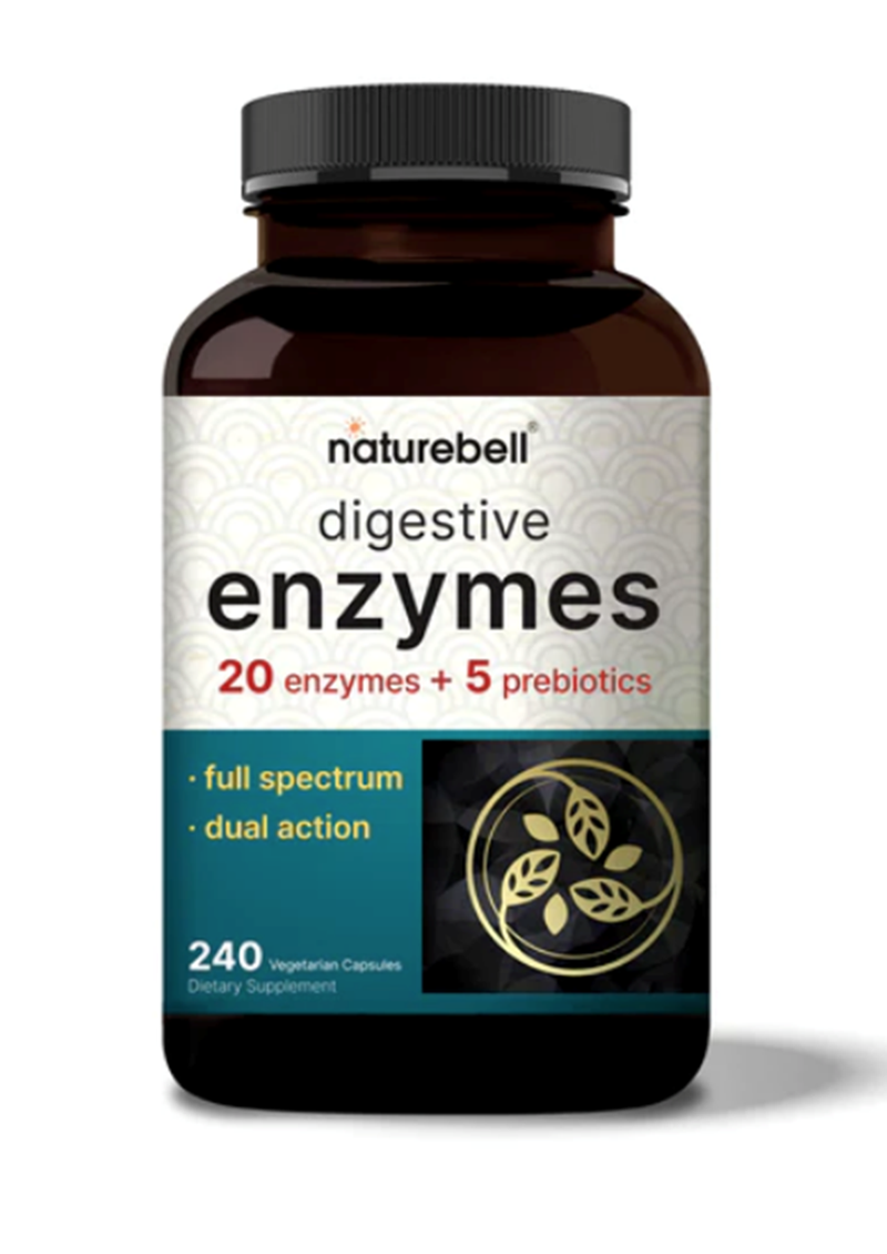 NatureBell Digestive Enzymes with Prebiotics  240 Veggie Capsules - 20 Enzyme & 5 Prebiotic Complex