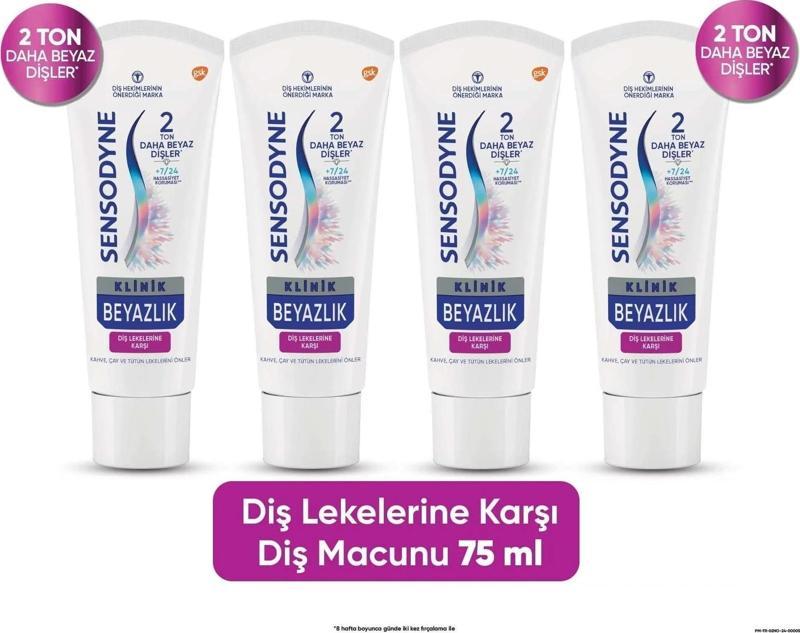 Diş Macunu Klinik Beyazlık Diş Lekesi 75 ml x 4 ADET