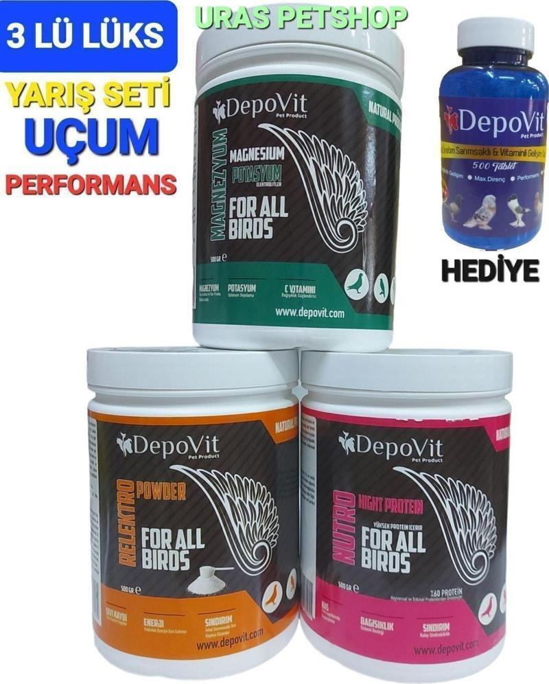 Depovit 3 Lü Performans Seti Protein 500 Gr - Magnezyum 500 Gr - Relektro Elektrolit 500 Gr