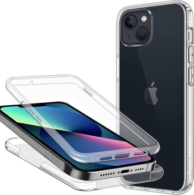 Apple iPhone 14 Kılıf 360 Şeffaf Ön Arka Korumalı Şeffaf Silikon