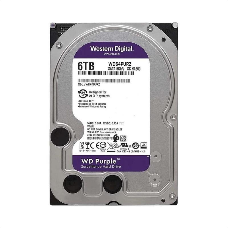 Wd Purple, Wd64purz, 3.5&quot;, 6tb, 256mb, 5400 Rpm, 7/24 Güvenlik, Hdd