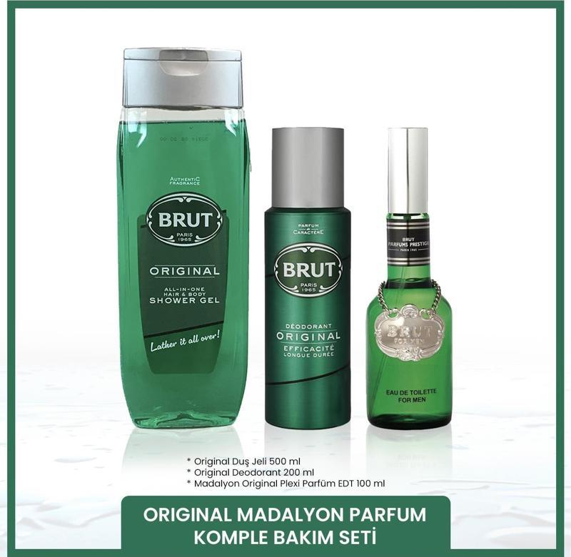 Original Erkek Bakım Seti Madalyon Plexi Parfüm EDT 100 ml, Deodorant 200 ml, Duş Jeli 500 ml