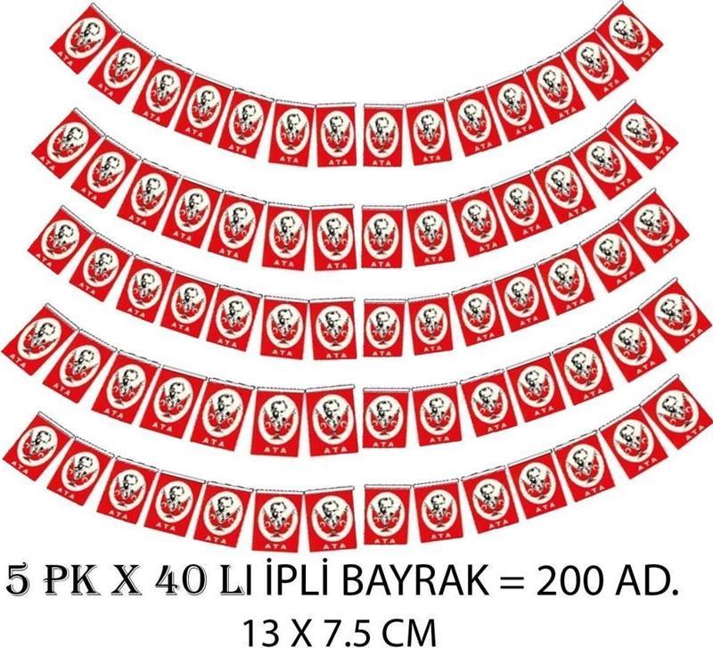 İpli Atalı Bayrak Orta Boy 13 x 7.5 - 5 Paket