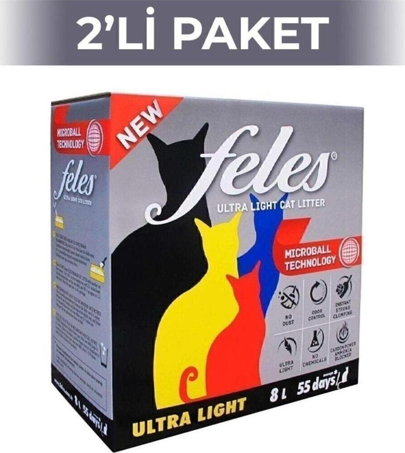 Ultra Light Karbonlu Topaklanan %100 Tozsuz Kedi Kumu 8 Lt 2 Adet