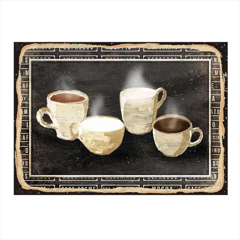 Kahve Fincanları Desenli Mdf Tablo