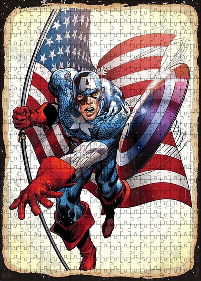 Ahşap Mdf Puzzle Yapboz Captain America Süper Kahraman 500 Parça 50*70 Cm